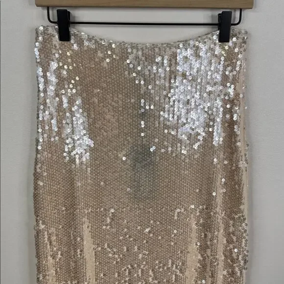 Gianni Bini Kate Sequin Maxi Skirt Dove Silver NWT Size Small Holiday Party - Picture 2 of 6